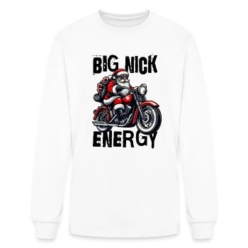 Big Nick Energy - Santa on a Motorcycle - Men's Long Sleeve T-Shirt - white - Front