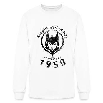 66th birthday Keepin evil at bay since 09/1958 - Men's Long Sleeve T-Shirt - white - Front