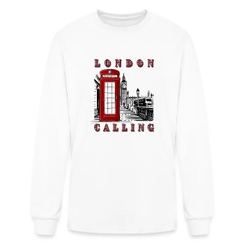 Classic British Red Telephone Box - Men's Long Sleeve T-Shirt - white - Front
