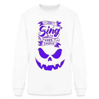 Funny Car Karaoke Purple Monster Face Tee - Men's Long Sleeve T-Shirt - white - Front