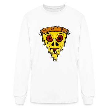 Scary Pizza Slice With Pepperoni Eyes - Men's Long Sleeve T-Shirt - white - Front