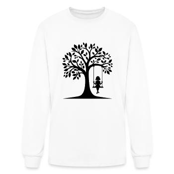 Motif de silhouette d’une fille sur une balançoire - T-shirt à manches longues Homme - blanc - Devant