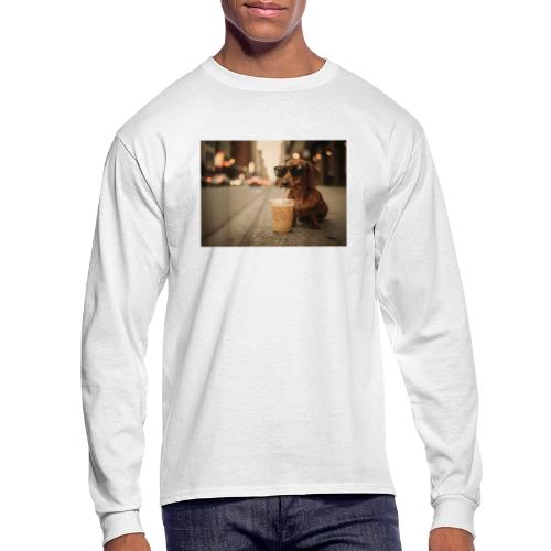 Funny Dachshund Iced Coffee Lover Tee - Men's Long Sleeve T-Shirt