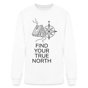 Find Your True North: Minimalist Adventure Graphic - Men's Long Sleeve T-Shirt - white - Front