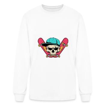 Skull Skater Freestyle Skateboarder Skateboarding - Men's Long Sleeve T-Shirt - white - Front