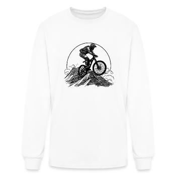 Mountain Peak Mountain Biker With Bike - Men's Long Sleeve T-Shirt - white - Front
