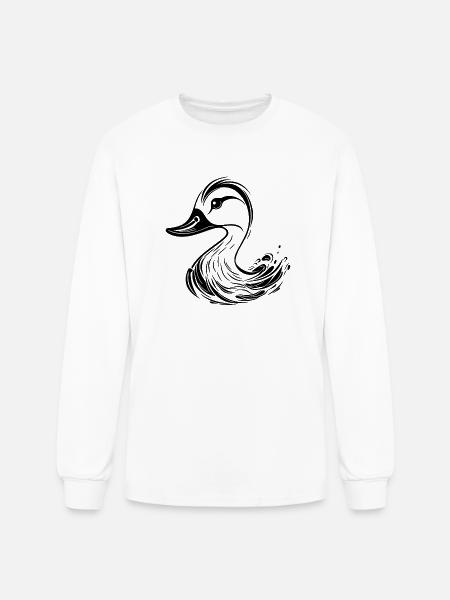 Cute Tattoo Style Duck - Men's Long Sleeve T-Shirt - white