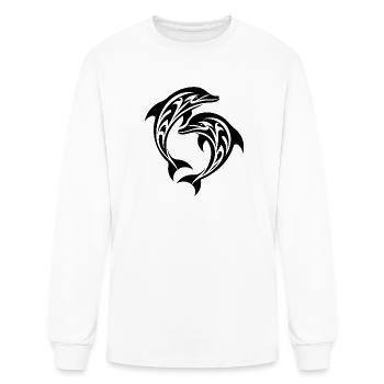 Tribal Tattoo Springende Delfine - Men's Long Sleeve T-Shirt - white - Front