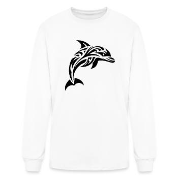 Jumping Cute Tattoo Dolphin - Men's Long Sleeve T-Shirt - white - Front