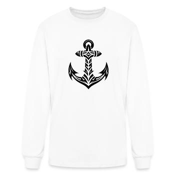 Elegant Anchor With Tribal Tattoo Style - Men's Long Sleeve T-Shirt - white - Front