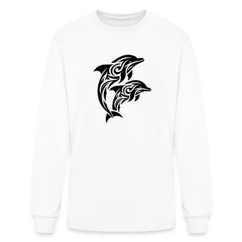 Springende Tribal Tattoo Delfine - Men's Long Sleeve T-Shirt - white - Front