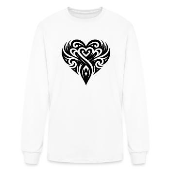 Tribal Tattoo Heart Lines - Men's Long Sleeve T-Shirt - white - Front