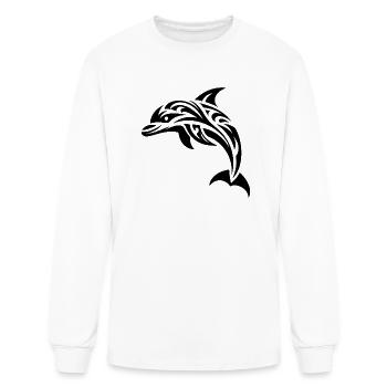 Cute Jumping Tattoo Dolphin Porpoise - Men's Long Sleeve T-Shirt - white - Front
