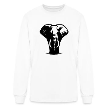 Elephant Portrait - Safari Trunked Animal - Men's Long Sleeve T-Shirt - white - Front