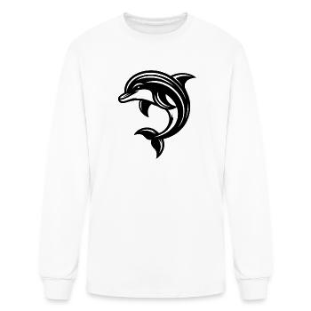Cute Dolphin Tattoo - Men's Long Sleeve T-Shirt - white - Front