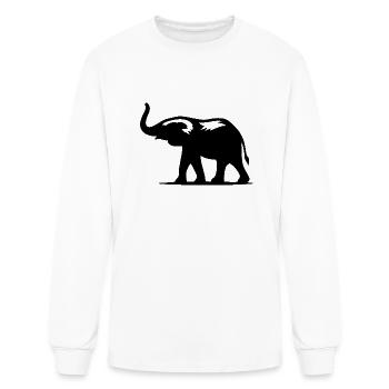 Elephant Portrait - Safari Trunked Animal - Men's Long Sleeve T-Shirt - white - Front