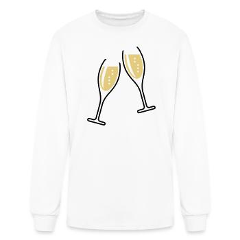 2 Glasses Of Sparkling Wine (Oval / Open / 2C) - Men's Long Sleeve T-Shirt - white - Front