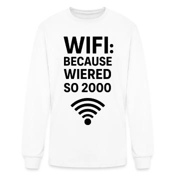Funny WiFi Because Wired So 2000 Tech - Men's Long Sleeve T-Shirt - white - Front