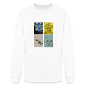 Artsy Birbs Fake Oil Painting Funny Pet Parrot Coc - Men's Long Sleeve T-Shirt - white - Front