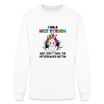 Rainbow Unicorn Nice Person - Men's Long Sleeve T-Shirt - white - Front