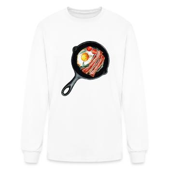 Breakfast Pan of Bacons, Egg and Tomatoes - Men's Long Sleeve T-Shirt - white - Front