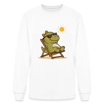 Chilling Dinosaur with Sunglasses - Men's Long Sleeve T-Shirt - white - Front