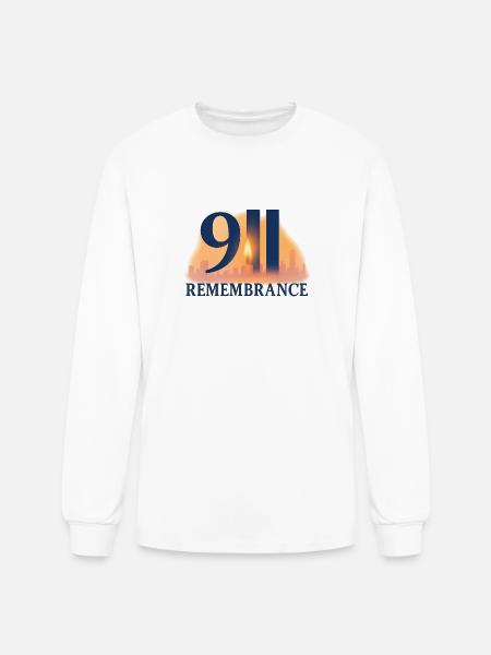 911 Remembrance Candle Skyline Design - Men's Long Sleeve T-Shirt - white
