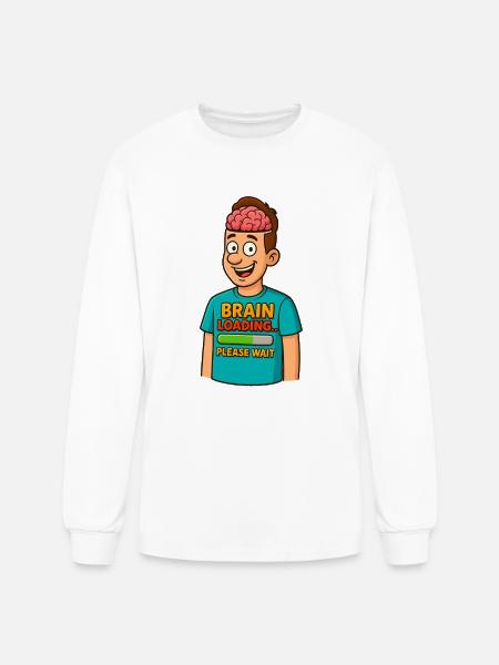 Brain Loading Please Wait Tee - Men's Long Sleeve T-Shirt - white