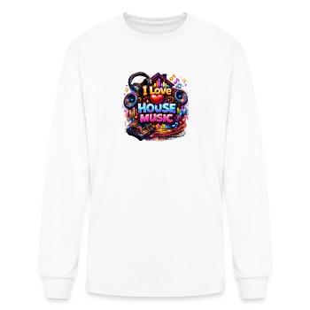 I Love House Music Neon Pulse - Men's Long Sleeve T-Shirt - white - Front