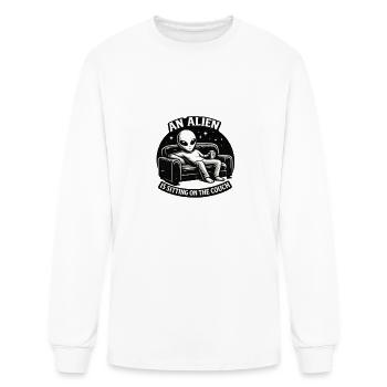 Alien Lounge on Couch - Men's Long Sleeve T-Shirt - white - Front