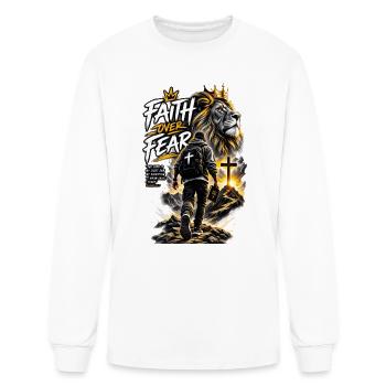 Faith Over Fear: Lion Crowned Warrior - Men's Long Sleeve T-Shirt - white - Front