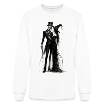 Skeleton Groom and Witch Bride in Gothic Elegance  - Men's Long Sleeve T-Shirt - white - Front