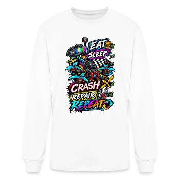 Eat Sleep Crash Repeat FPV Drone Shirt - Men's Long Sleeve T-Shirt - white - Front