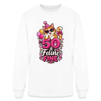 Feline 50th Birthday Cat - Men's Long Sleeve T-Shirt - white - Front