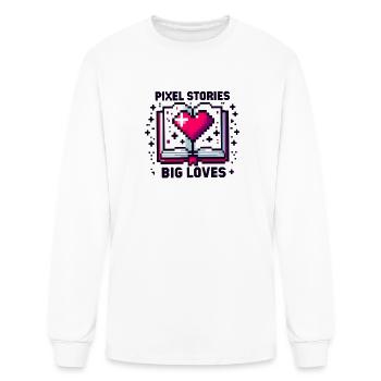Pixel Stories Love 8-Bit Digital Book Pixel Heart - Men's Long Sleeve T-Shirt - white - Front