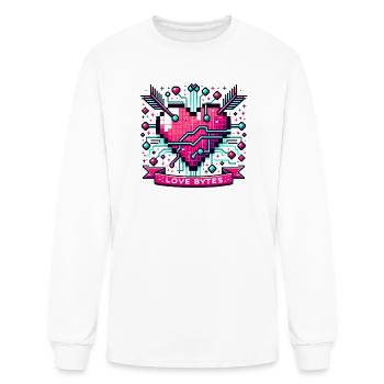 Love Bytes - Pixel Heart in Tech Circuits - Men's Long Sleeve T-Shirt - white - Front