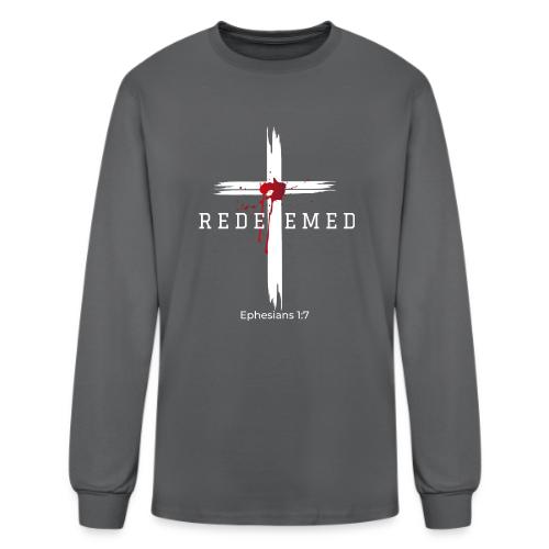 Redeemed by the blood of Jesus - Ephesians 1:7 - Men's Long Sleeve T-Shirt