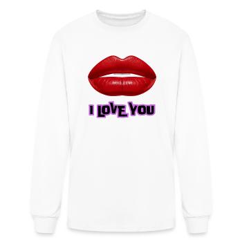 Tshirt / hoodies lips I LOVE YOU logo design - Men's Long Sleeve T-Shirt - white - Front