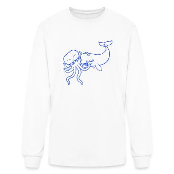 Octopus whale fighting deep sea monster spermwhale - Men's Long Sleeve T-Shirt - white - Front