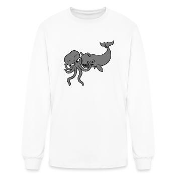 Octopus whale fighting deep sea monster spermwhale - Men's Long Sleeve T-Shirt - white - Front