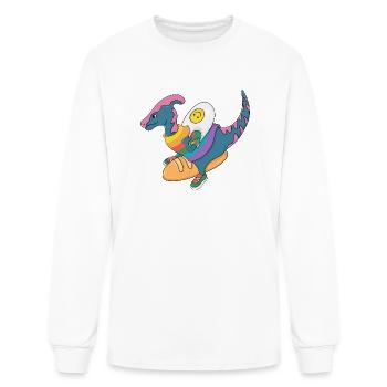 Stylish Dino With Bread In Dinosaur - Men's Long Sleeve T-Shirt - white - Front