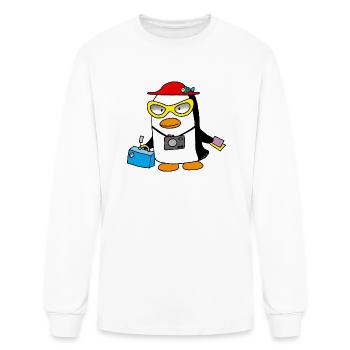 Cute Penguin Tourist - Men's Long Sleeve T-Shirt - white - Front