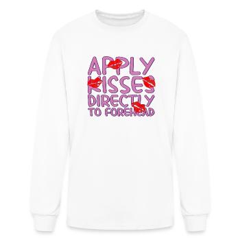 Apply Kisses Directly to Forehead - Men's Long Sleeve T-Shirt - white - Front