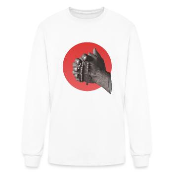 Praying Hands with Rosary - Men's Long Sleeve T-Shirt - white - Front