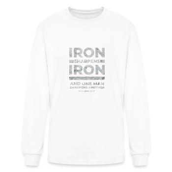 Iron Sharpens Iron Bible Verse Proverbs 2717 Man S - Men's Long Sleeve T-Shirt - white - Front
