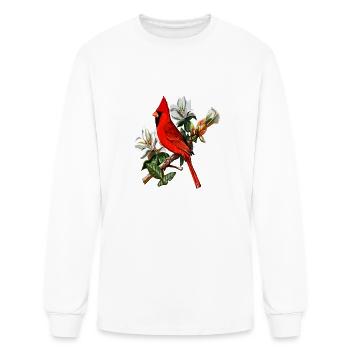 Northern Red Cardinal Perch On A Branch Cardinal B - Men's Long Sleeve T-Shirt - white - Front