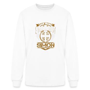 Simon Name T Shirt - God Found Strongest And Named - Men's Long Sleeve T-Shirt - white - Front