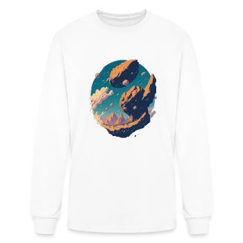 Sci-fi design of Lage comet hitting on earth - Men's Long Sleeve T-Shirt - white - Front