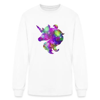 Galaxy Unicorn Head Altered Colors - Men's Long Sleeve T-Shirt - white - Front