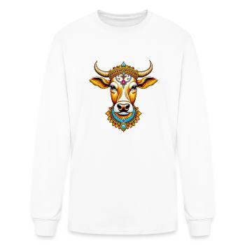 Pongal Decorated Cow - Men's Long Sleeve T-Shirt - white - Front